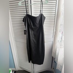 Express Black Faux Leather Midi Dress
